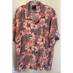 Marvel Captain America Tropical Floral Button Down Mens 2XL Pink vacation travel